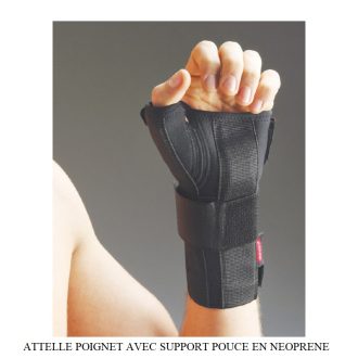 ATTELLE POIGNET AVEC SUPPORT POUCE EN NEOPRENE
