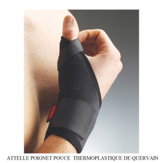 ATTELLE POIGNET POUCE AVEC PLAQUE THERMOPLASTIQUE DE QUERVAIN