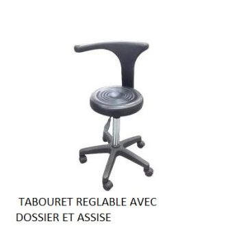 TABOURET REGLABLE AVEC DOSSIER ET ASSISE