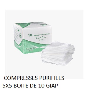 COMPRESSES PURIFIEES 5X5 BOITE DE 10 GIAP