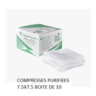 COMPRESSES PURIFIEES 7.5X7.5 BOITE DE 10 GIAP
