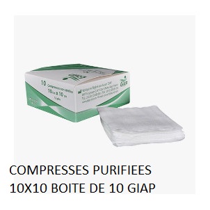 COMPRESSES PURIFIEES 10X10 BOITE DE 10 GIAP