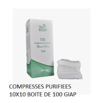 COMPRESSES PURIFIEES 10X10 BOITE DE 100 GIAP