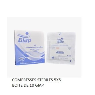 COMPRESSES STERILES 5X5 BOITE DE 10 GIAP