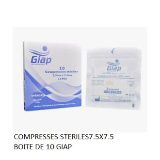 COMPRESSES STERILES7.5X7.5 BOITE DE 10 GIAP