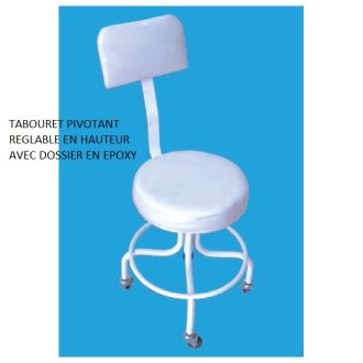 TABOURET PIVOTANT REGLABLE EN HAUTEUR  AVEC DOSSIER EN EPOXY
