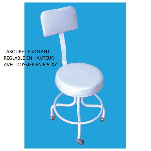 TABOURET PIVOTANT REGLABLE EN HAUTEUR AVEC DOSSIER EN EPOXY