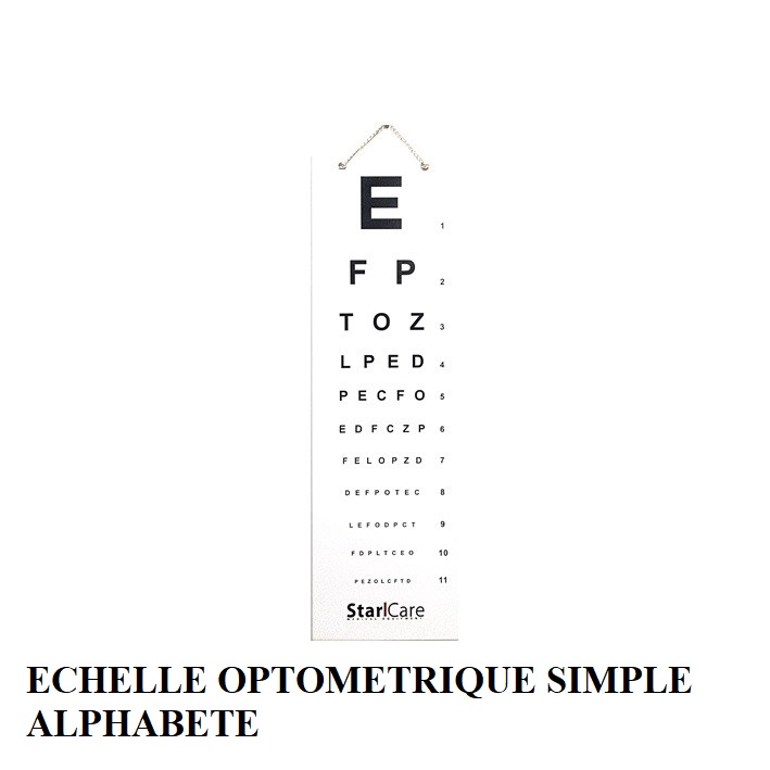 ECHELLE OPTOMETRIQUE SIMPLE ALPHABETE